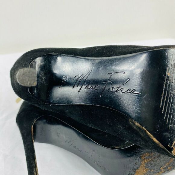 Marc Fisher Black Urbana Lace Up Cutout Heels - Picture 5 of 6